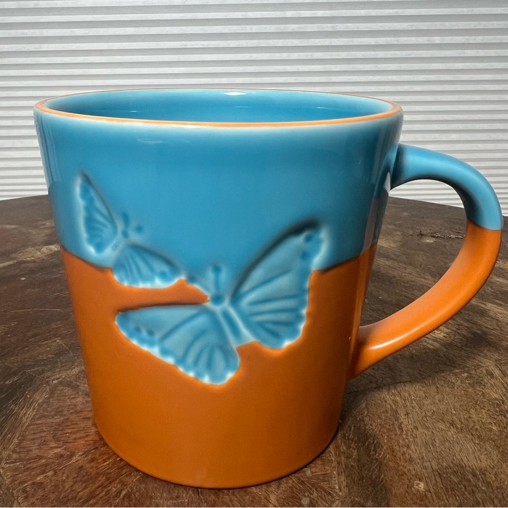 Starbucks 2006 Butterfly Mug 17oz Blue Orange Collectible Mint